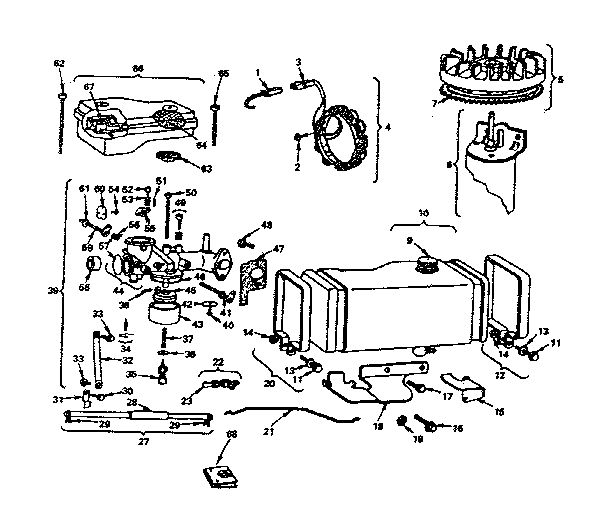 Air Cleaner And Carburetor Diagram and Parts List for 6HFB 0633-01 - 0633-01 Briggs and Stratton Engine